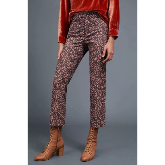 Anthropologie The Essential Mid Rise Slim Straight Ankle Trousers Multi NWT - Picture 1 of 10